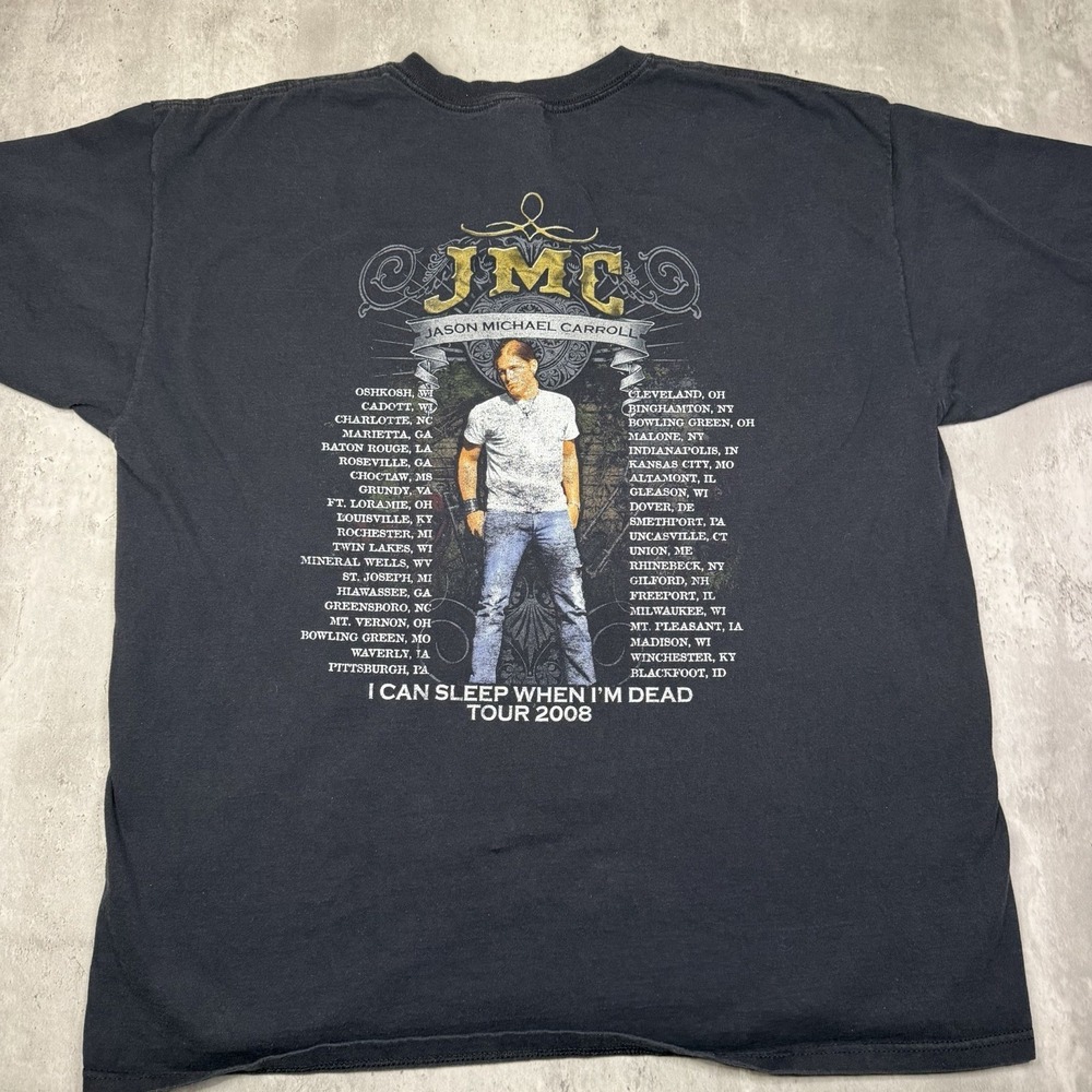 Jason Michael Carroll Mens Concert TShirt XXL Black I Can Sleep Tour 2008